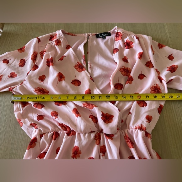 Lulu’s| Delvy Blush Pink Floral Print Surplice Romper, Barbiecore Style••• - Picture 13 of 16